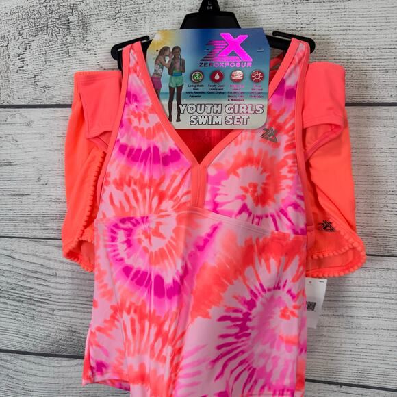 Zeroxposur Girl's Orange & Pink 3 Piece Swimwear Set Size Large (14) - Picture 2 of 7